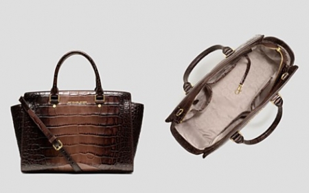 MICHAEL Michael Kors Large Selma Crocodile-Embossed Satchel