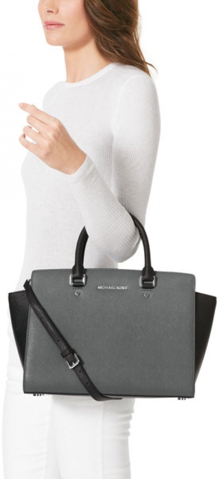 Michael Kors Large Selma Two-Tone Satchel